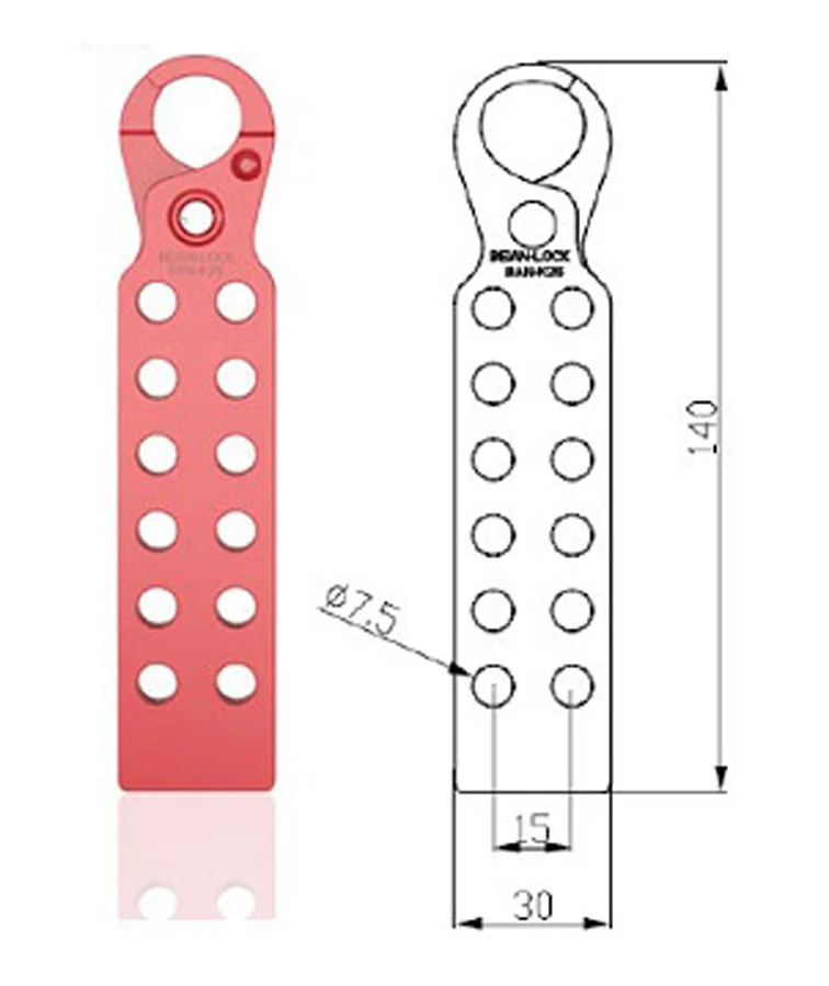 LOTO låsbøyle 12 hull, rød