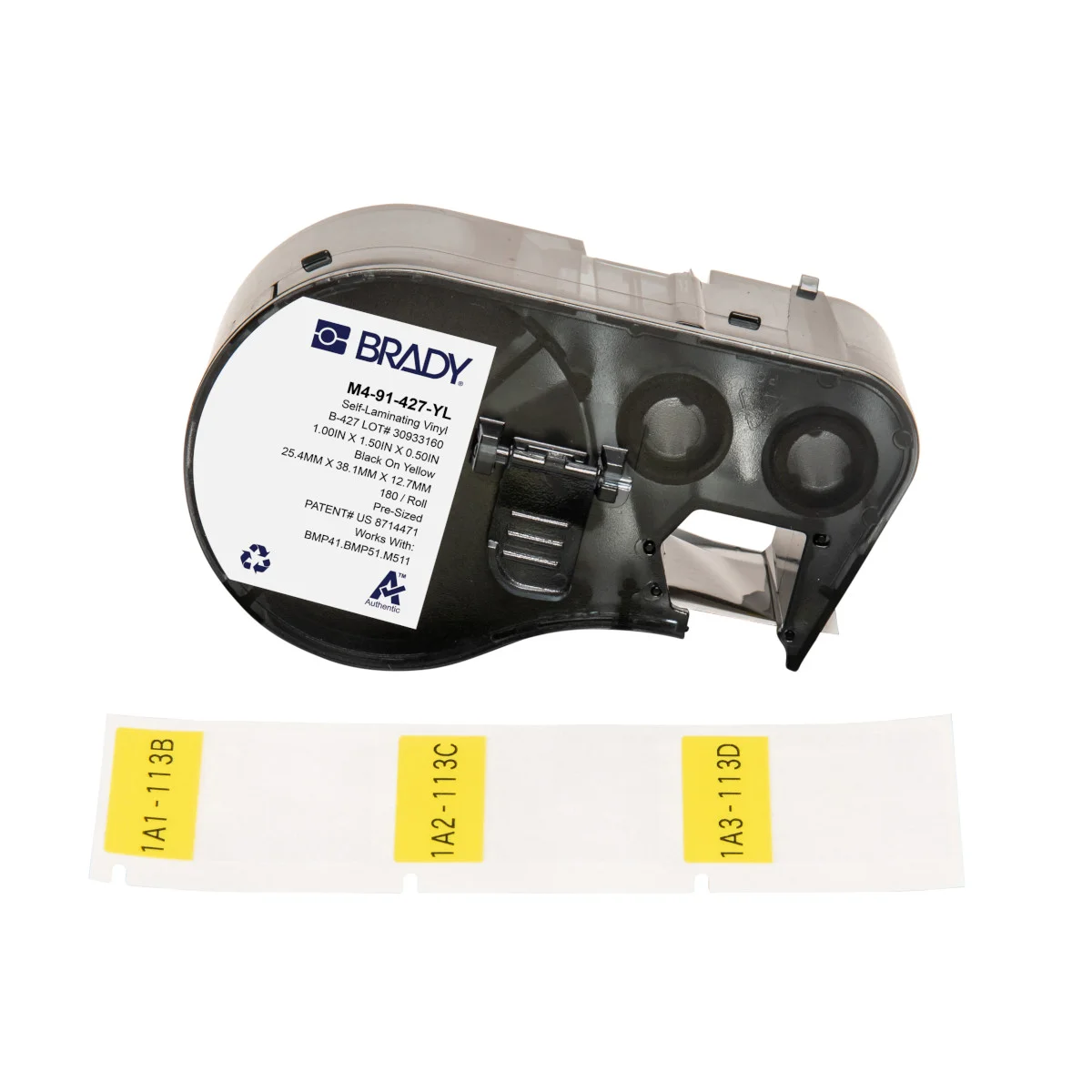Brady gul kabelmerking 25,4 x 38,1mm