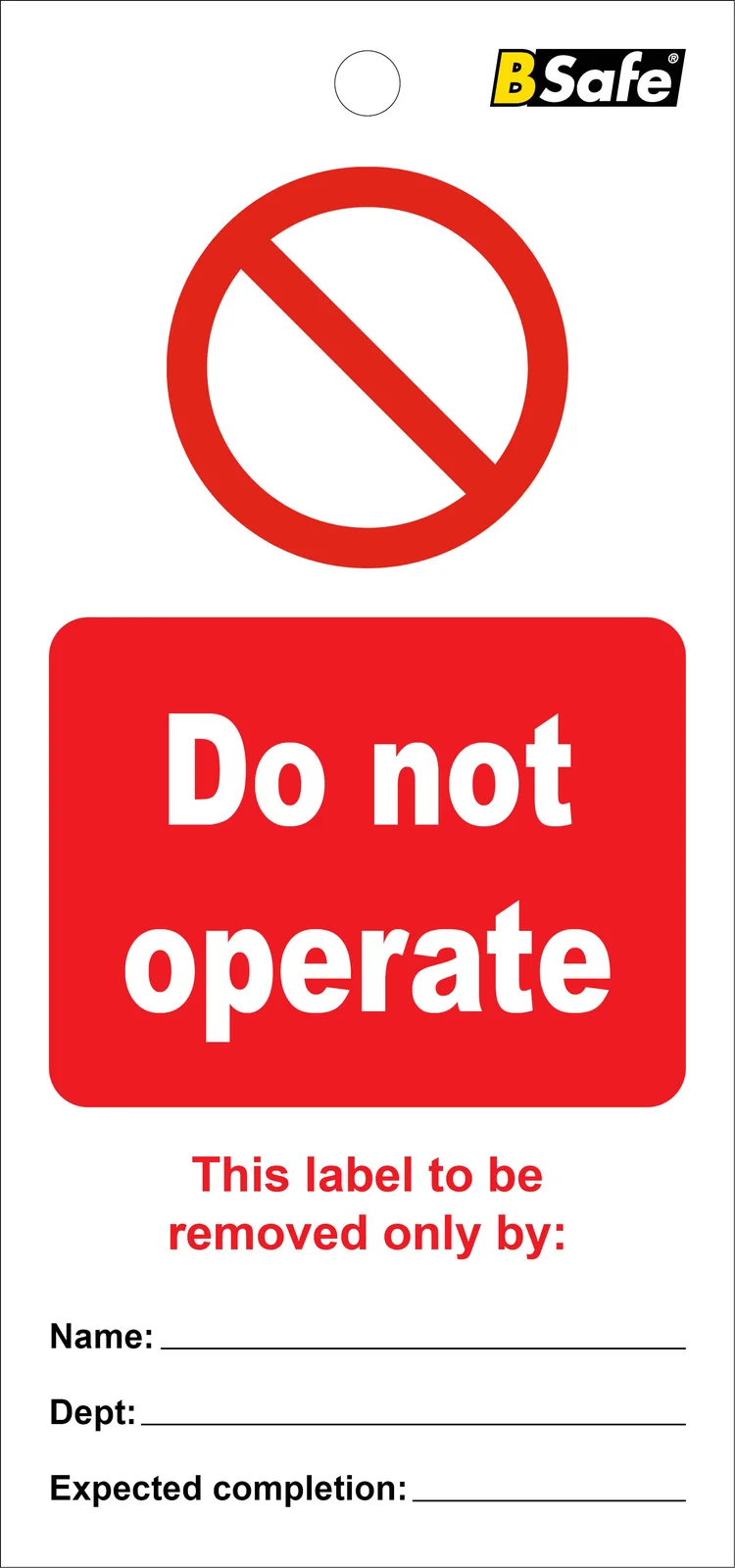 Tag Do not operate hvit/rød 100pk