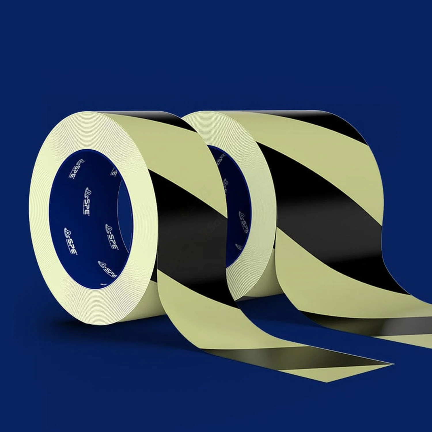 Reflekterende tape, gul/sort, 50mmx10m