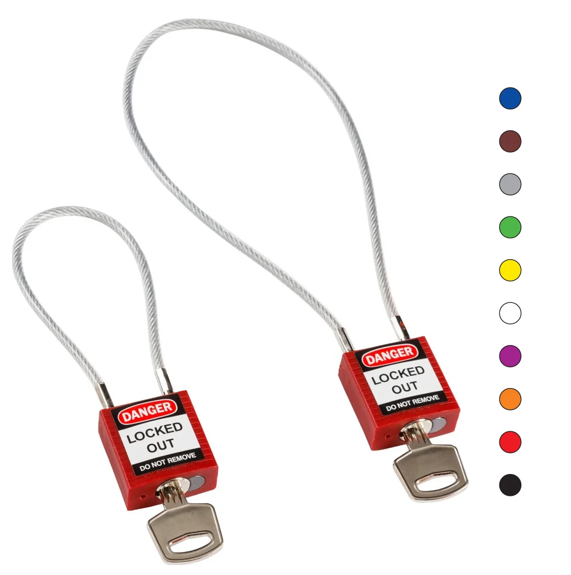LOTO lås 4,7mm stålwire PVC belagt KD